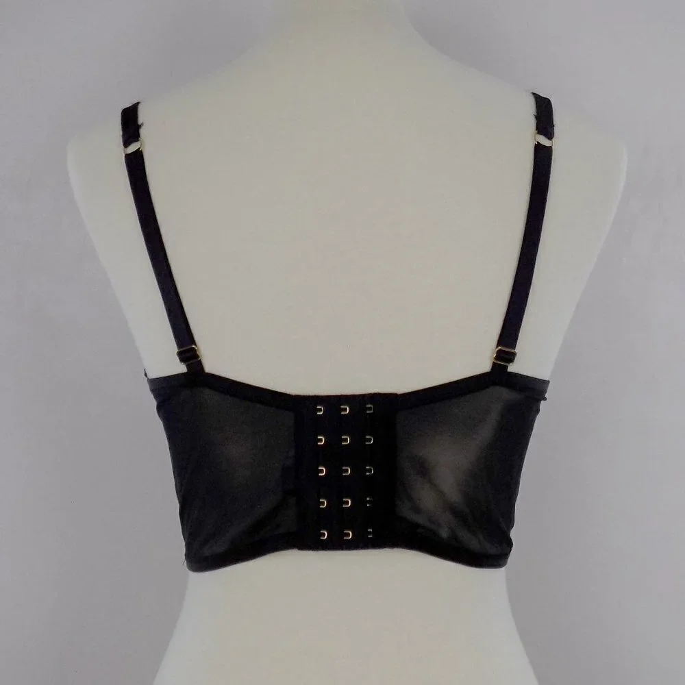 2 items! brand new! bra panty set velvet trim luxe embroidered flower